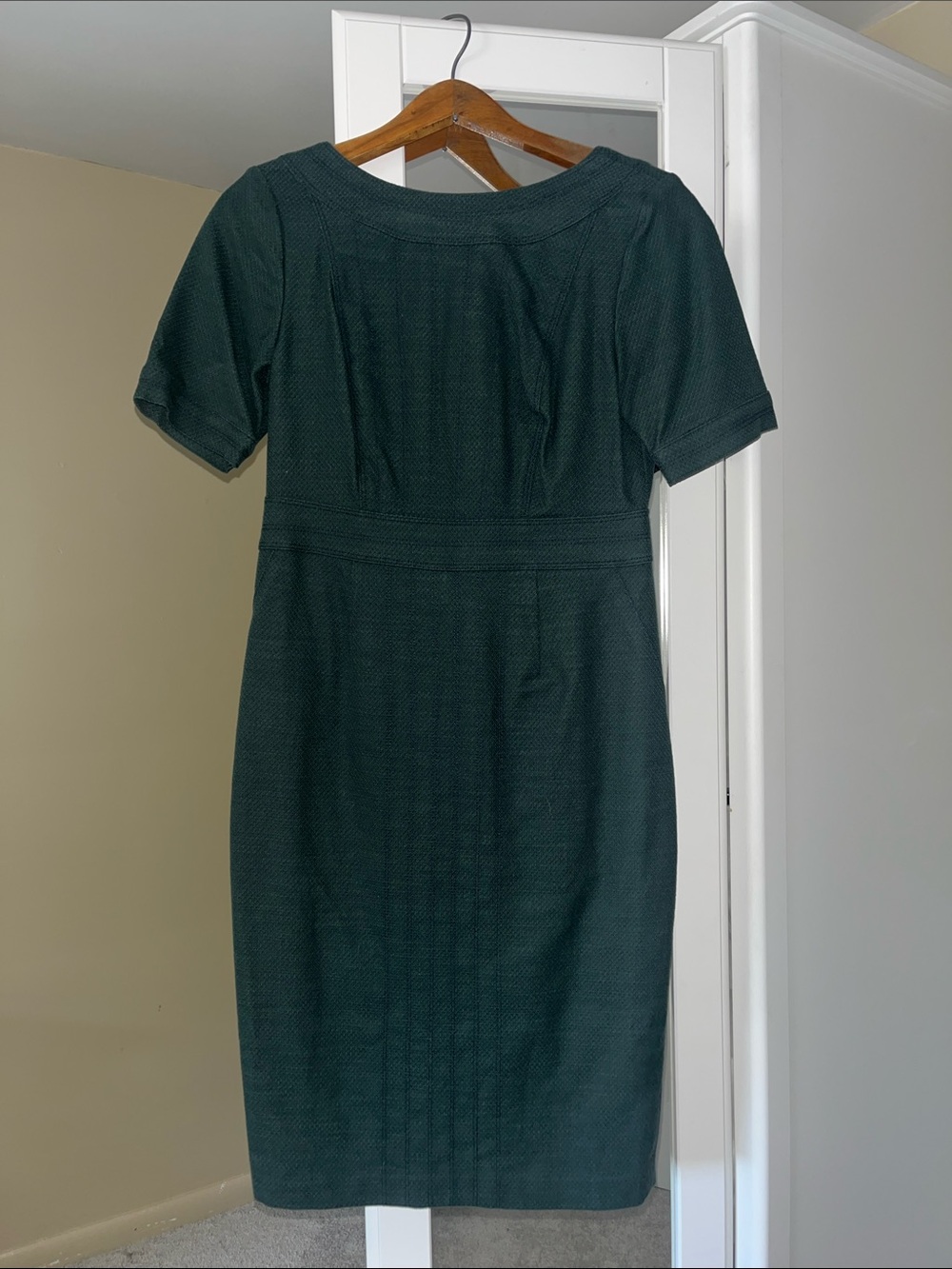 Boden Short-Sleeve Sheath Dress in Dark Green